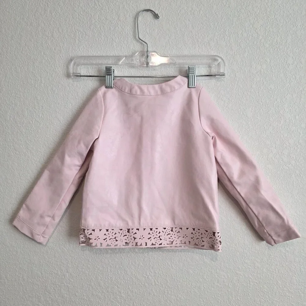 NWT Tahari Faux Leather Lace Trim Jacket Sz 3T
